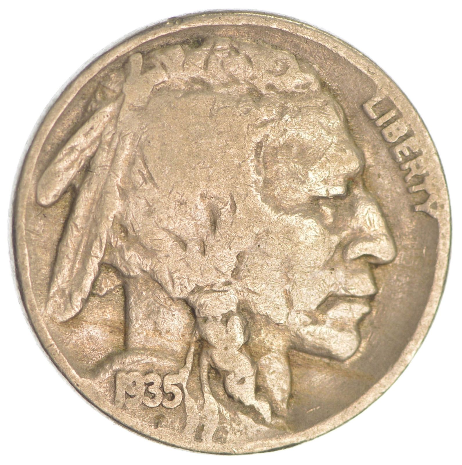 1935 Double Die Reverse Buffalo Nickel